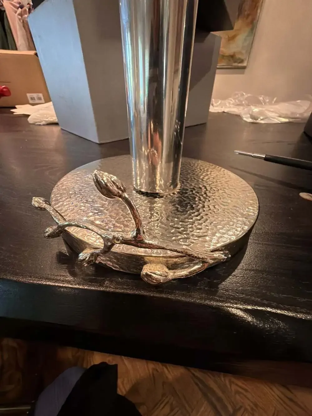 As is Michael Aram white orchid Paper Towel Holder misting flower. Ships in Aram